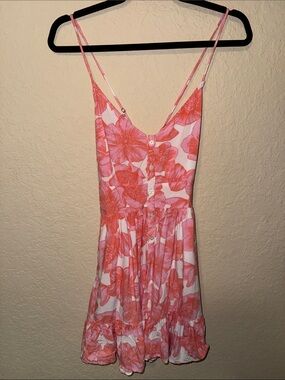 XIX Palms Coral Pink Floral Women’s Dress